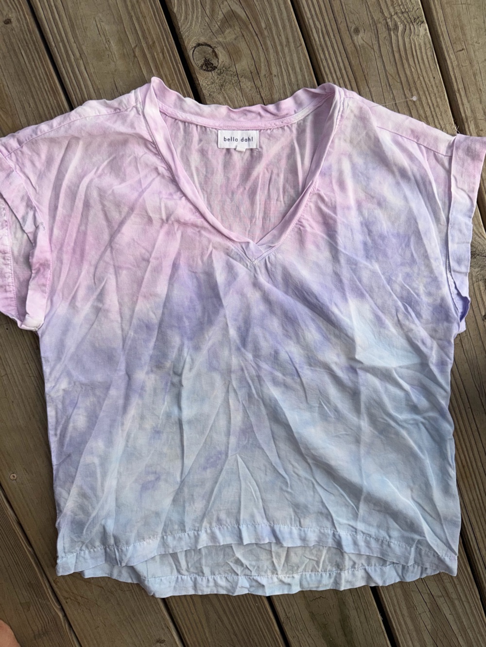 Bella Dahl Pink Lavender Tie-Dye V-Neck Tee
